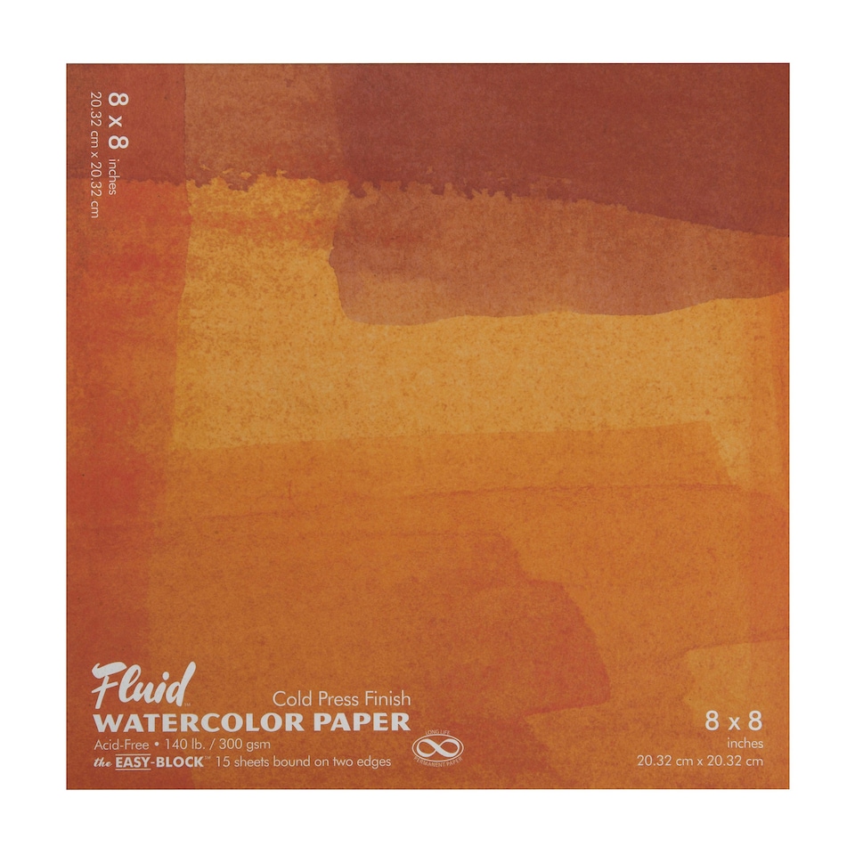 image 1 of Speedball Fluid Cold Press Watercolour Paper Block, White, 8 x 8inch