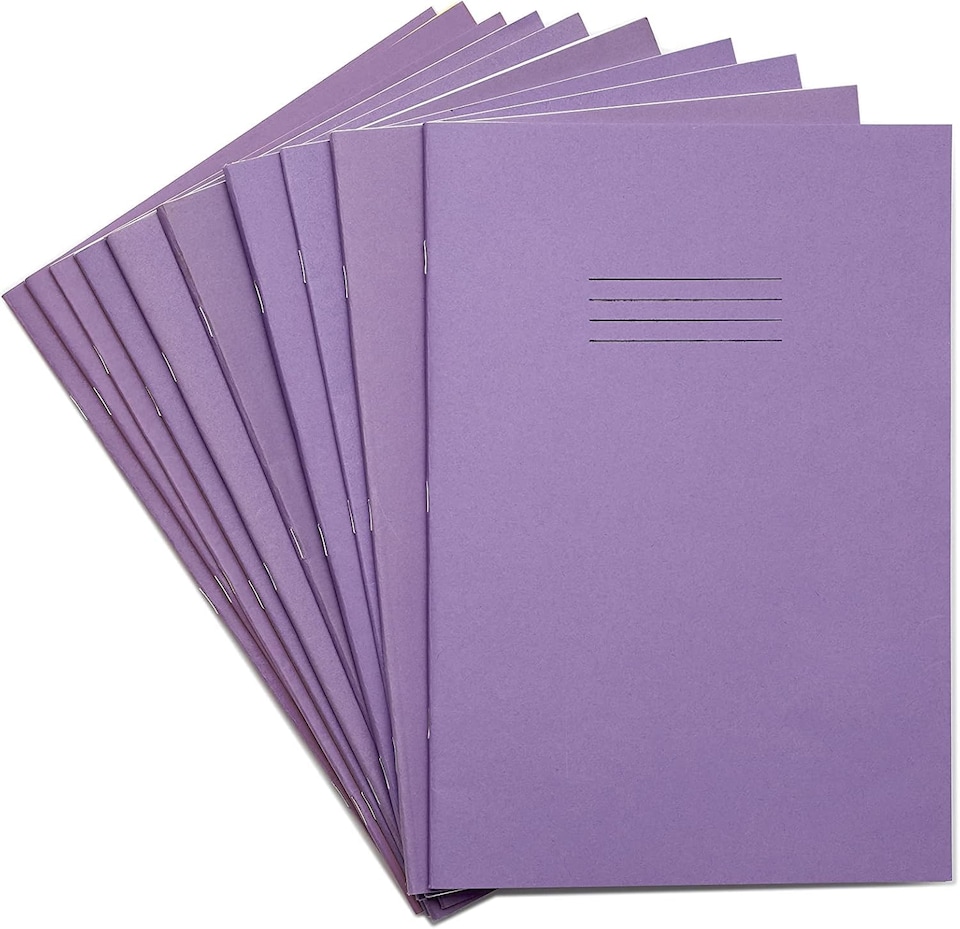 image 1 of Rhino 80 Page 8mm Lined with Margin Exercise Book Purple A4 10 Pack