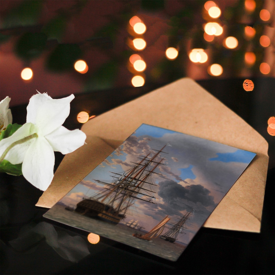 image 1 of CW Eckersberg The Russian Liner Asow and a Frigate Art Greeting Card