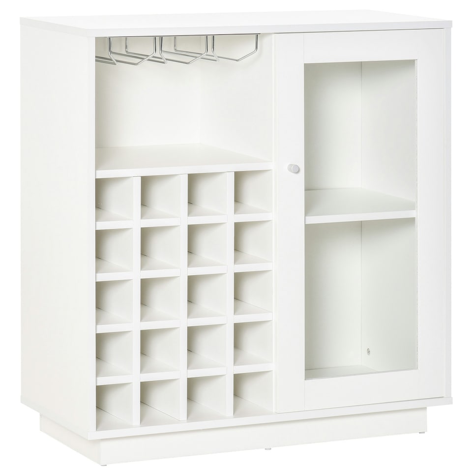 image 1 of HOMCOM Sideboard Wine Cabinet Cupboard Glass Door, Glass Holder & Wine Rack