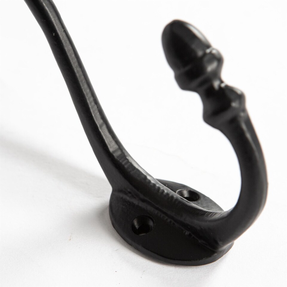 image 1 of Hammer & Tongs Antique Deco Hat & Coat Hook - W30mm x H135mm - Black