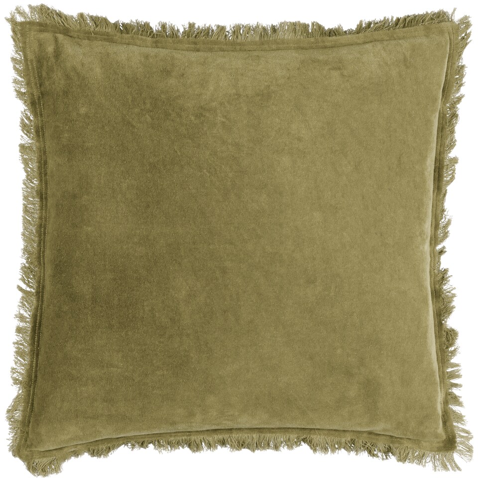 image 1 of Yard Jaye Cotton Velvet Cushion, Moss, 45 x 45cm
