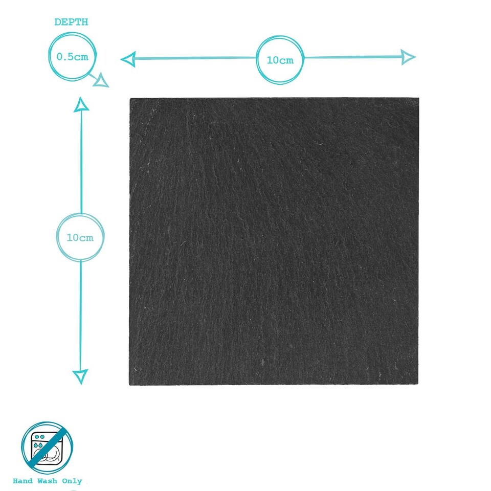 image 1 of Argon Tableware Linea Square Slate Coasters - 10cm - Pack of 6