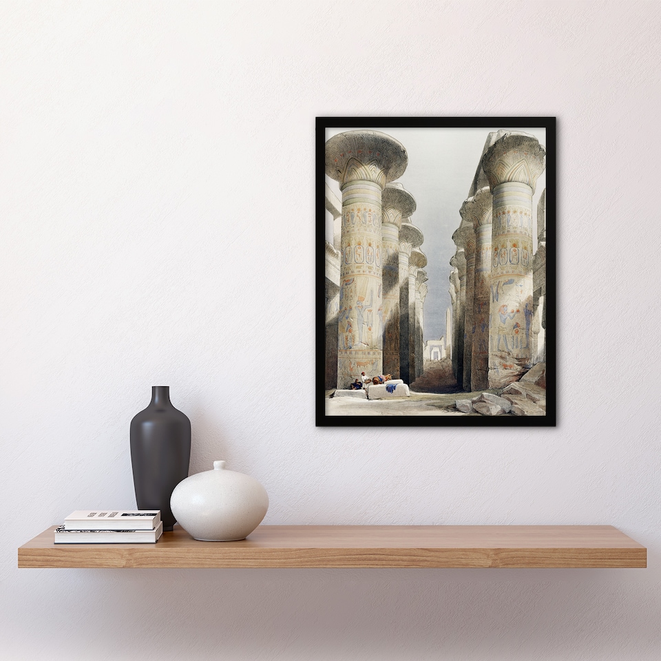 image 1 of Great Hall at Karnak Temple D. Roberts Vintage Framed Wall Art Print 12X16"