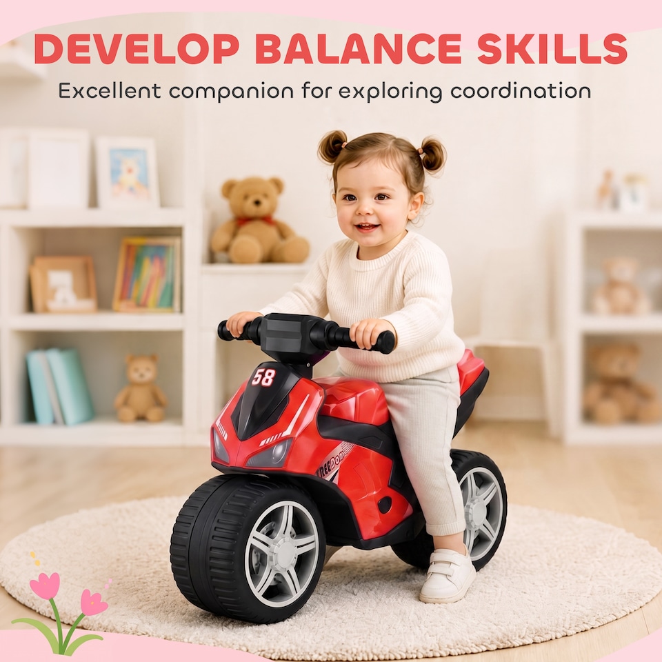 image 1 of AIYAPLAY Balance Bike for 18-36 Months with Music Extra-Wide Wheels Red
