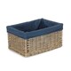 image 1 of Medium Antique Wash Navy Cotton Lined Willow Storage Baskets | Blue | Blue