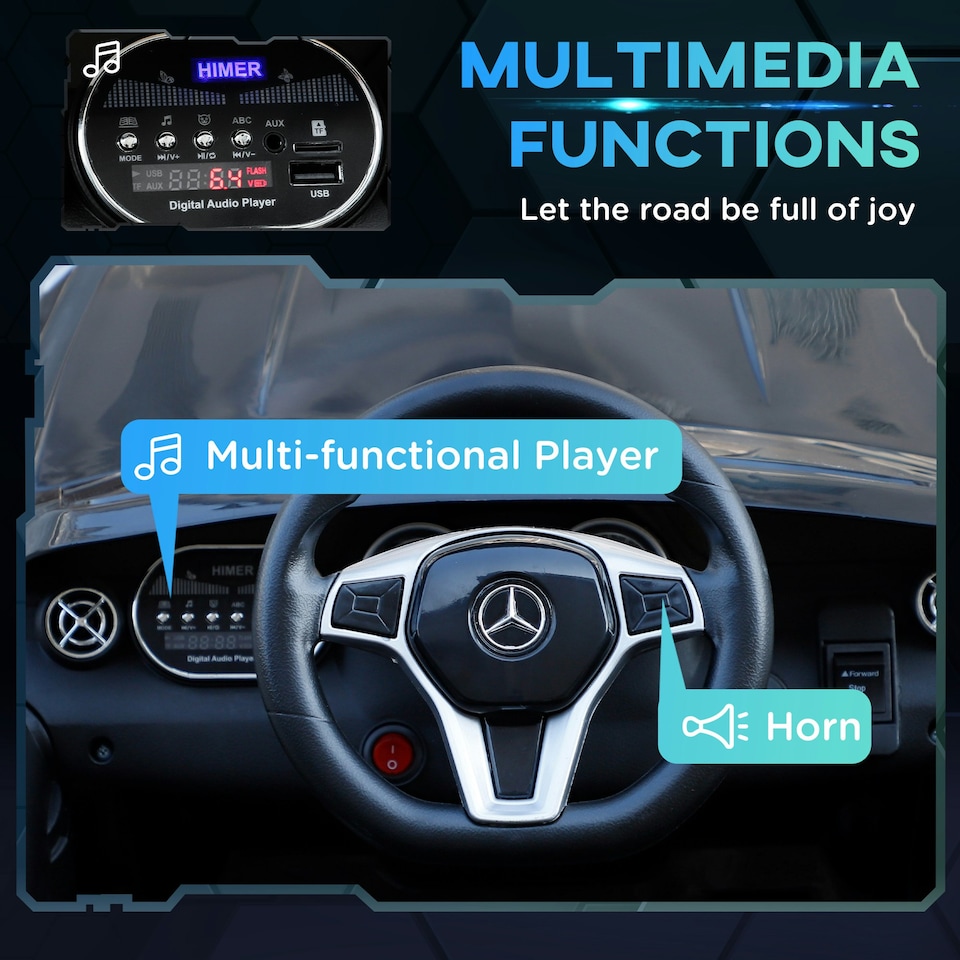 image 1 of HOMCOM 6V Licensed Mercedes Benz Kids Ride On Car W/ Remote Light Music Black