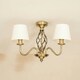 image 3 of ValueLights Memphis Traditional Antique Brass 3 Light Ceiling Light Chandelier with Fabric Lampshades - Bulbs Included