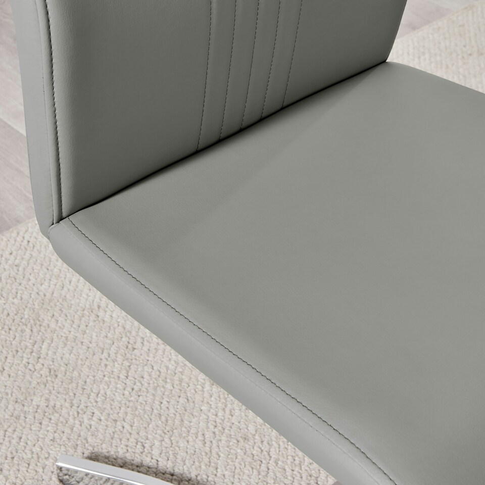 image 1 of Furniturebox 2x Willow Elephant Grey Faux Leather Chrome 'Z' Dining Chairs