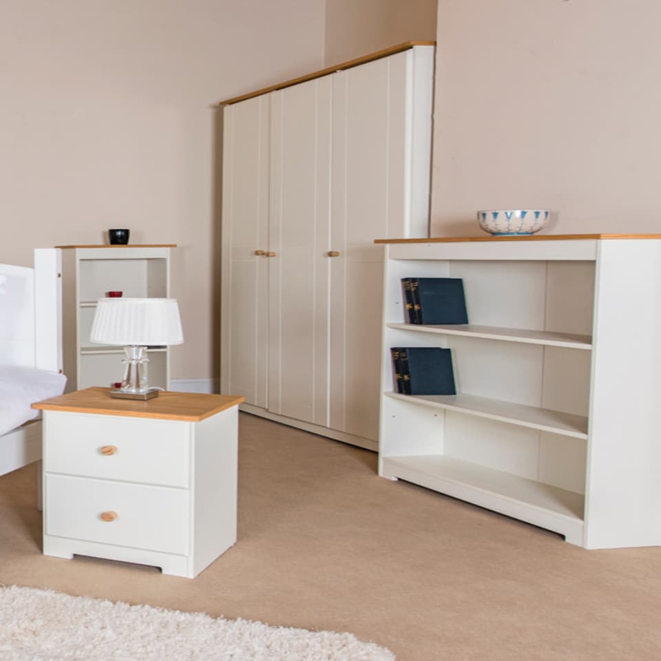 image 1 of Colorado Low Narrow Bookcase - MDF/MDP - 44 x 21.5 x 100 cm - Soft White/Oak | White