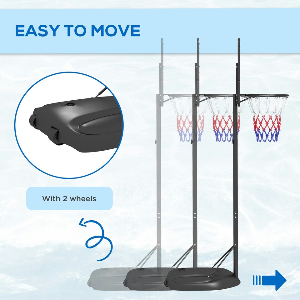 image 1 of SPORTNOW 1.7-2.3m Basketball Hoop and Stand w/ Weighted Base, Wheels - Black