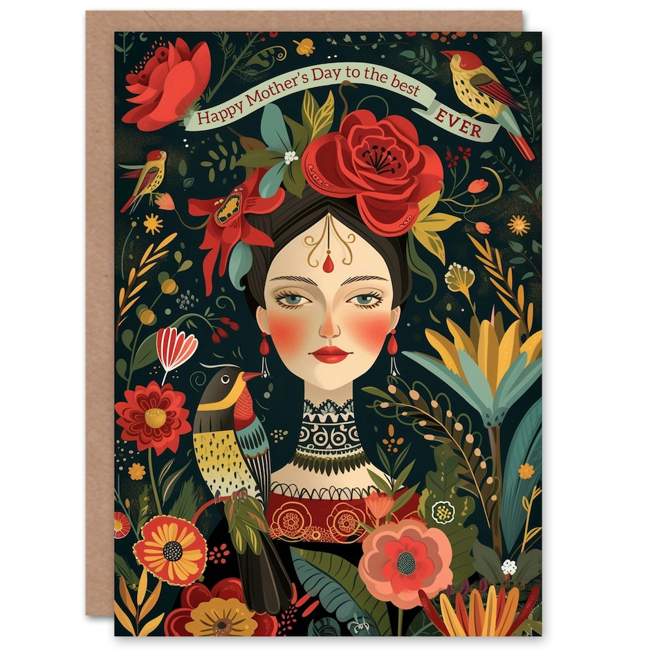 image 1 of Mothers Day Card Best Ever Nature Exotic Flowers Mum Card