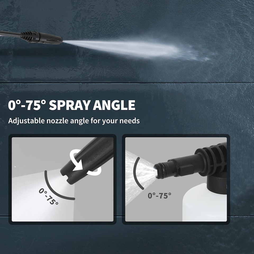 image 1 of Outsunny 1800W High Pressure Washer 150 Bar Pressure 420 Lh Flow Portable Electric Power Washer Jet Wash Cleaner with Adjustable Nozzle 6M Hose Steel Handle for Home Patio Car Driveway Green