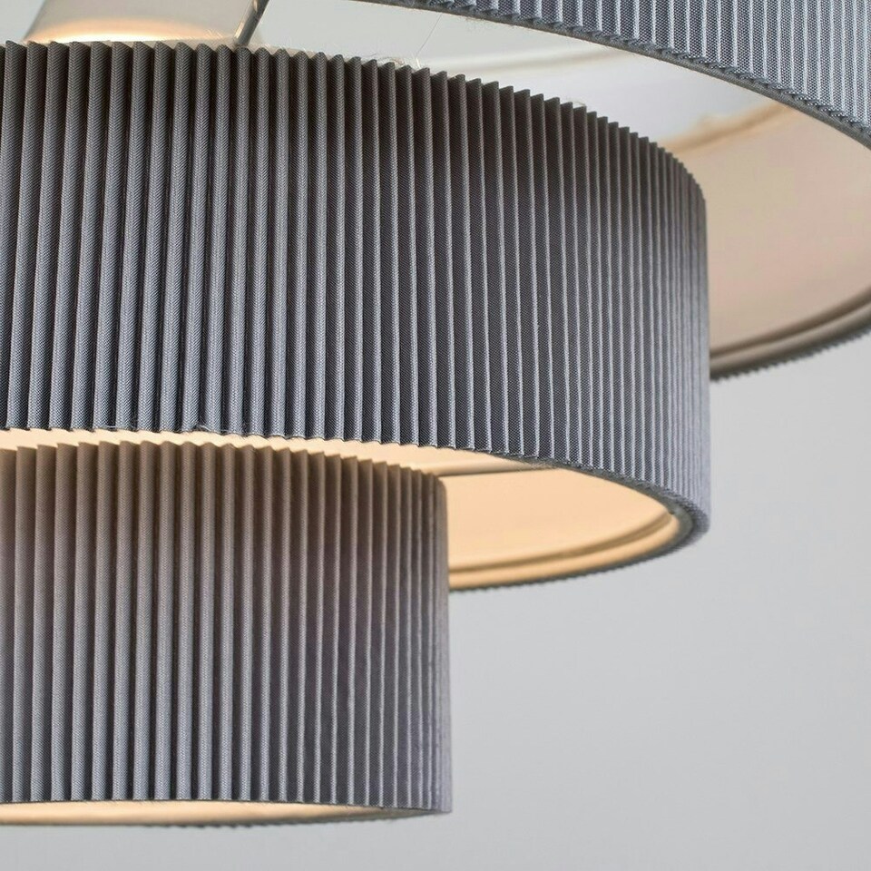 image 1 of ValueLights Modern 4 Tier Dark Grey Fabric Ceiling Pendant Light Shade