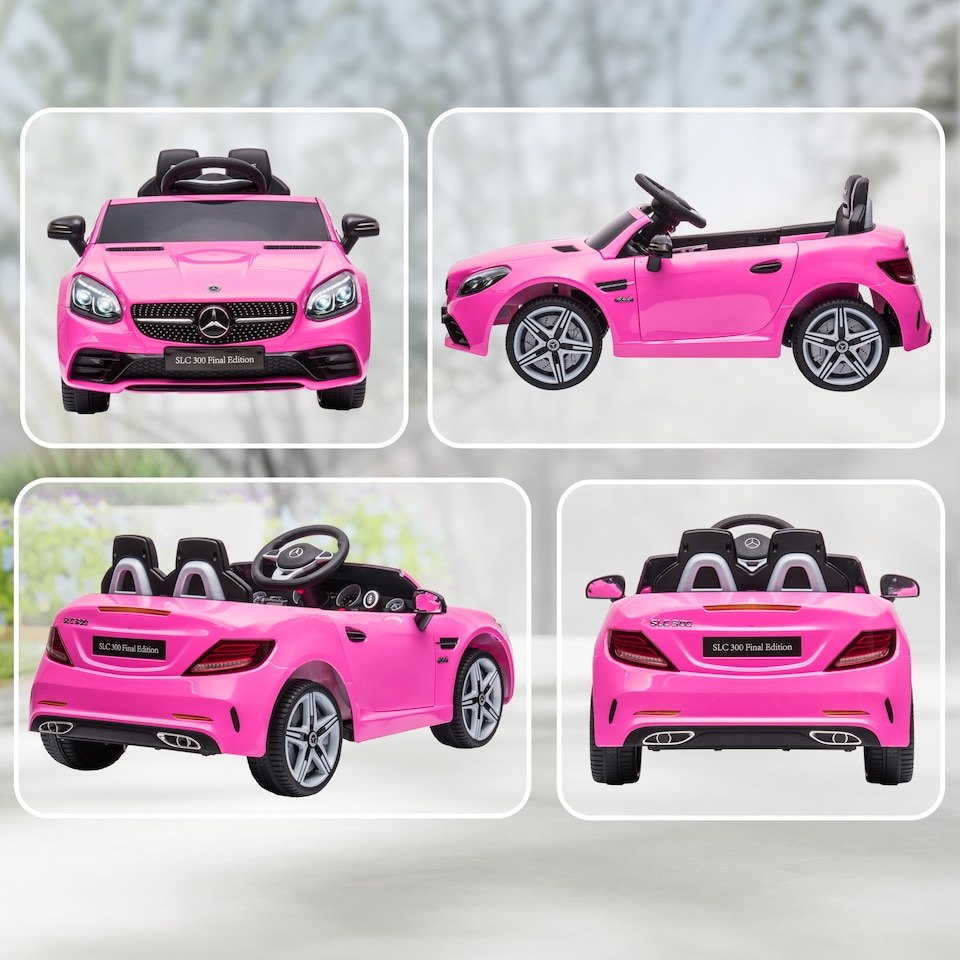 image 1 of AIYAPLAY Benz SLC 300 Licensed 12V Electric Car for Kids, Kids' Electric Ride on with Parental Remote, Music Lights, Suspension Wheels for 3-6 Years, Pink
