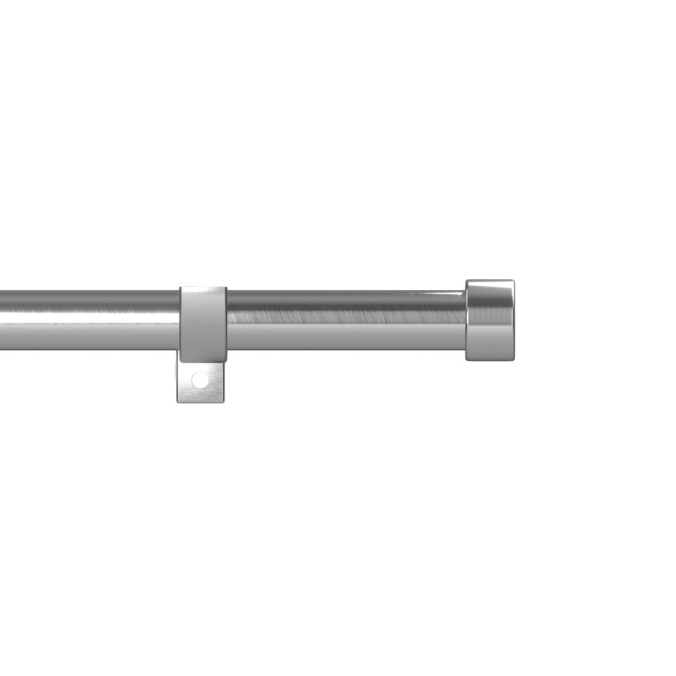 image 1 of Metal Eyelet Extendable Curtain Pole, Flat Finials 70-120cm Chrome | Brushed Chrome