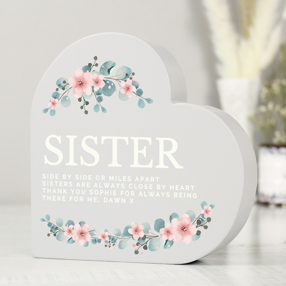 image 1 of Personalised Floral Free Standing Heart Ornament