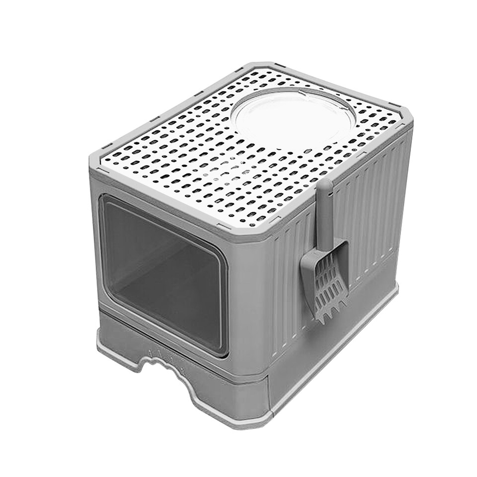 image 1 of Living and Home Enclosed Cat Litter Box | Grey