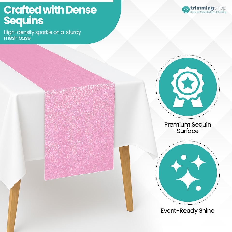 image 1 of Shimmer Sequin Table Runner, Overlay Sequin Table Linen - 11x108 Inch