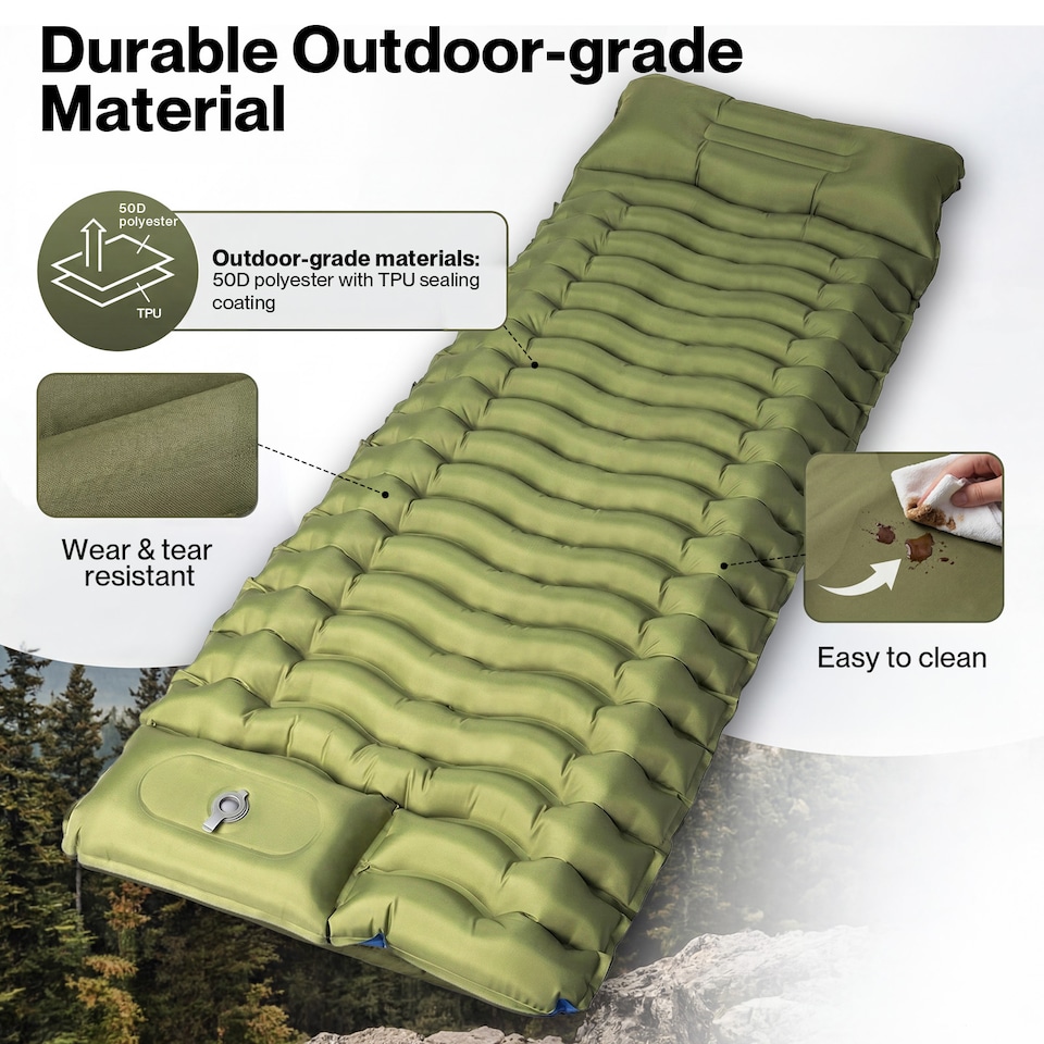 image 1 of Mountview Camping Sleeping Pad Ultralight Inflatable Mat Built In Pump Packable