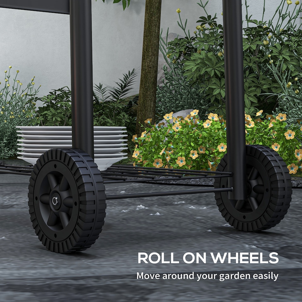 image 1 of Outsunny Charcoal Barbecue BBQ Grill Trolley  Shelves, Lid and Thermometer