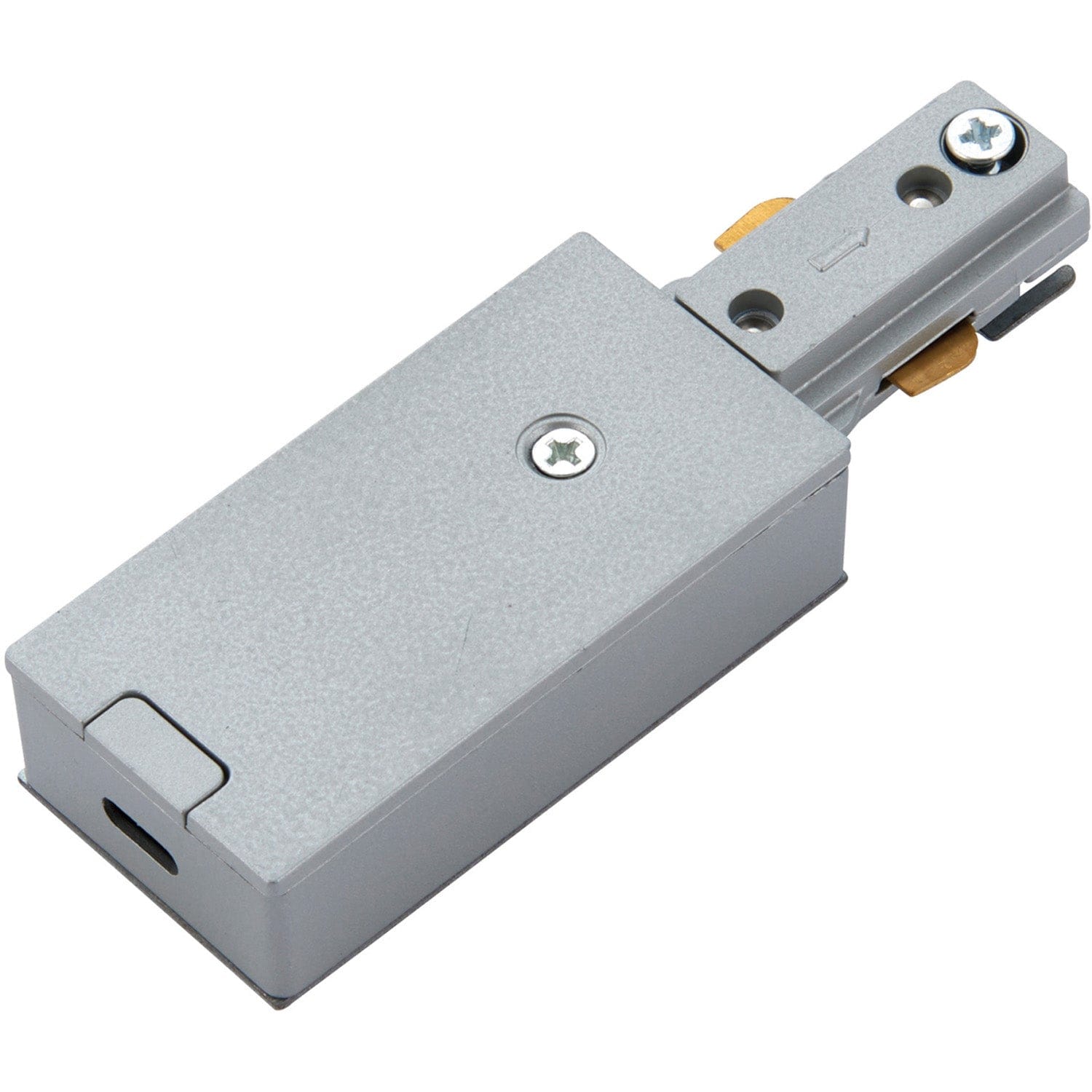 Loops Commercial Track Light Live End Connector - 107mm Length - Silver Rail System in Metallics