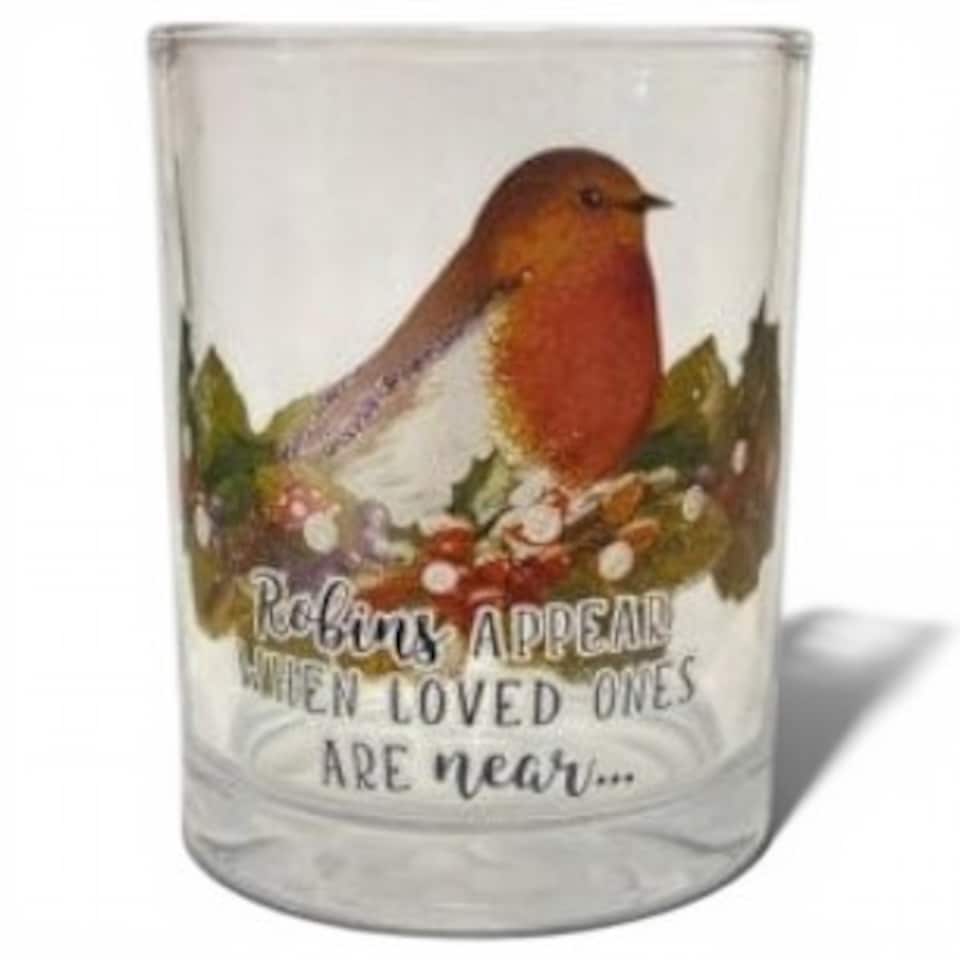Robin "Appear When Loved Ones Are Near" Glass Candle Holder