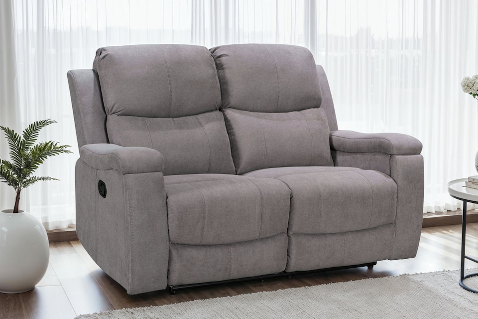 image 1 of Chenille Fabric Light Grey 2 Seater Manual Recliner Sofa VISCONTI