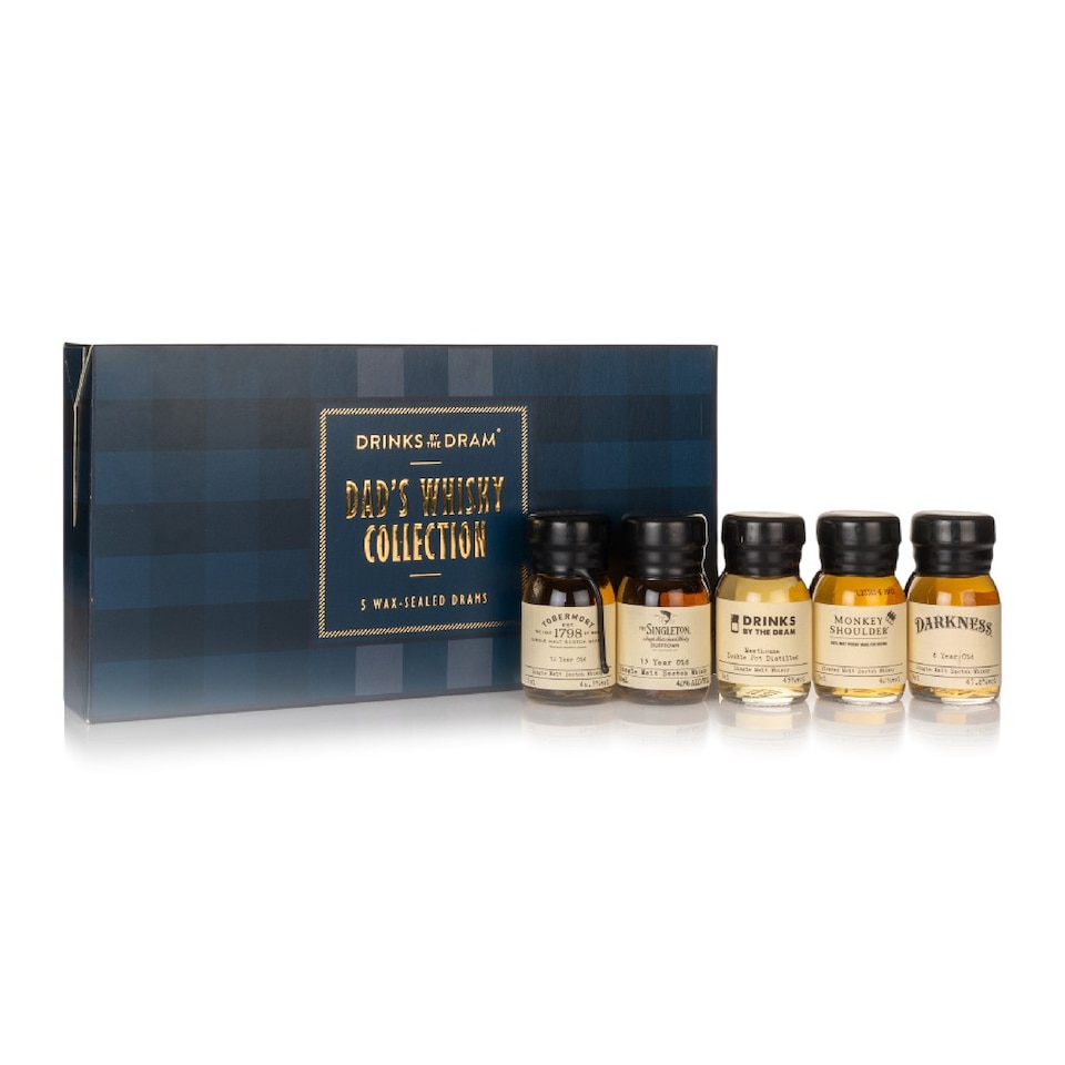 image 1 of Dads 5 Dram Whisky Tasting Set Tartan Pattern