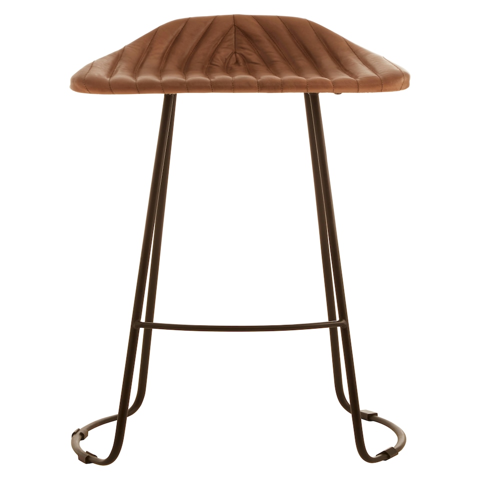 image 1 of Interiors by Premier Light Brown Leather And Iron Stool