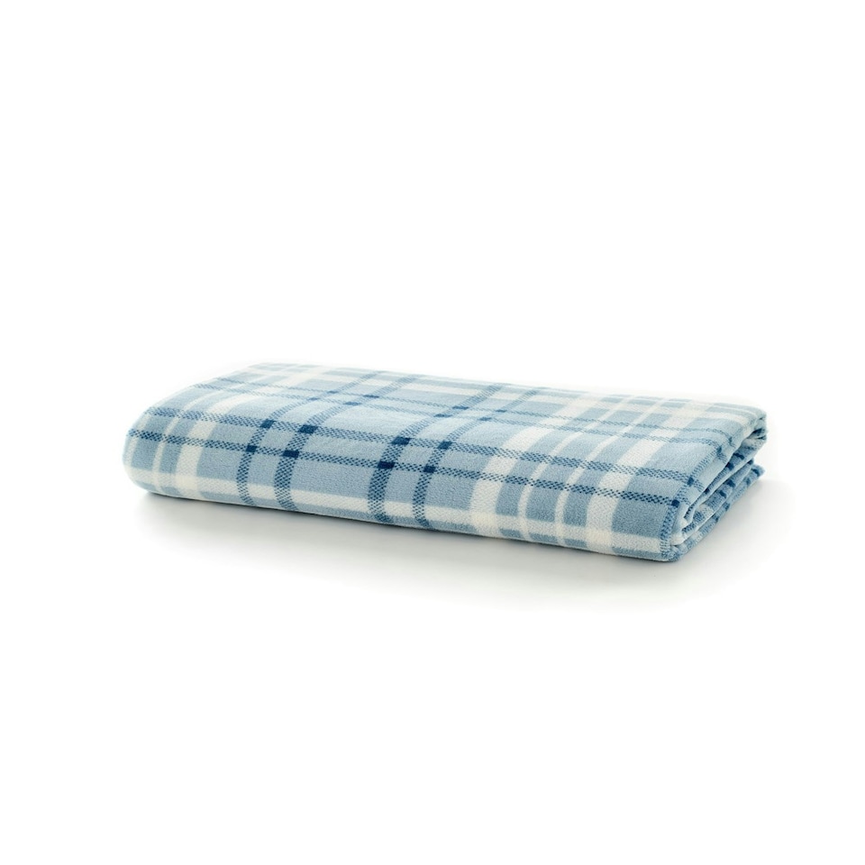 image 1 of Snuggle Check Throw - Plaid Patterned Soft 140 x 180cm Throw | Blue | Ocean | 1