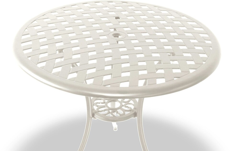 image 1 of Centurion Supports OSHOWA Luxurious Garden and Patio Table and 2 Large Chairs with Armrests Cast Aluminium Bistro Set - White