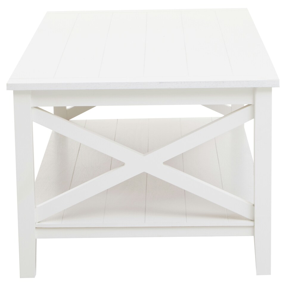 image 1 of Interiors by Premier Ivory Coffee Table, Wood Table for Coffee and Outdoor with Bottom Shelf, Pine Wood & MDF Tea Table White