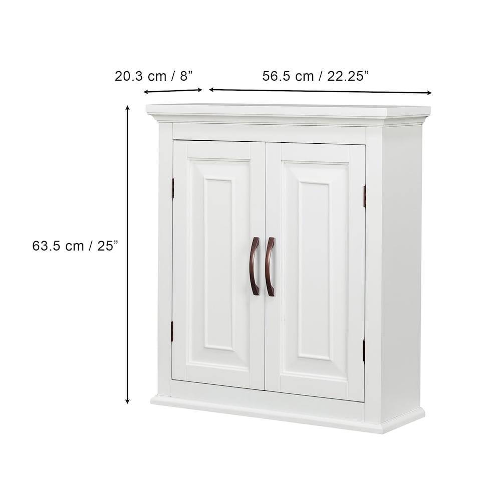 image 1 of Teamson Home Wall-Mounted Bathroom Cabinet with Adjustable Shelves, White/Bronze