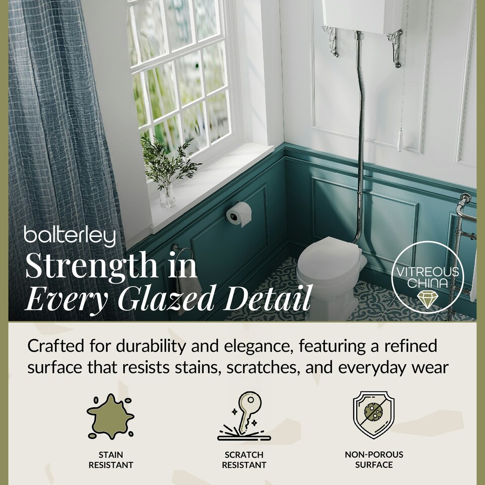 image 1 of Traditional High Level Toilet Pan, Cistern, Flush Pipe Kit - White