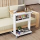 image 3 of COSTWAY Rolling Portable Desk C-Shaped Computer Cart White