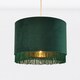 image 2 of Set of 2 Spruce Green Velvet With Gold Inner Tassled Light Shades | Green | Gold | Large | 2
