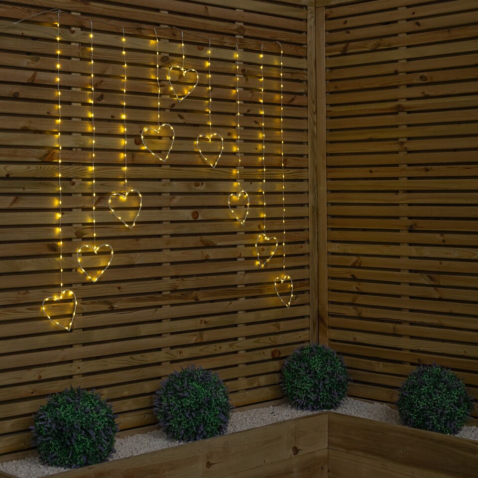 image 1 of 1.2 x 1.2m Light up Christmas Heart Curtain Lights with 229 Warm White LEDs