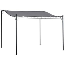 Outsunny 3 x 3m Pergola Gazebo Metal Frame Elegant Scrolling WeatherResistant Canopy Sun Rain Shade Garden Outdoor Shelter, Grey