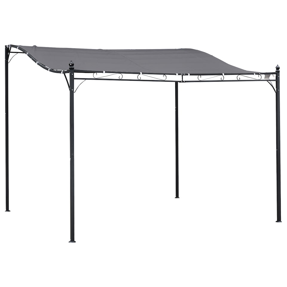 image 1 of Outsunny 3 x 3m Pergola Gazebo Metal Frame Elegant Scrolling WeatherResistant Canopy Sun Rain Shade Garden Outdoor Shelter, Grey
