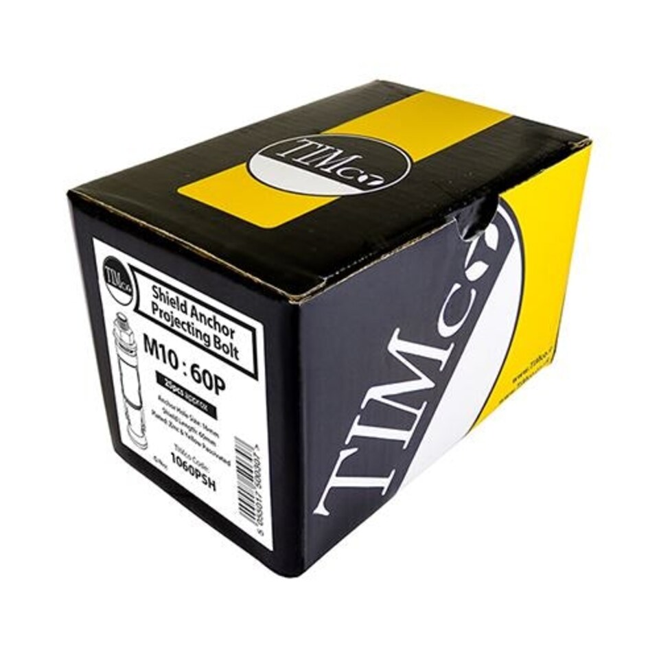 image 1 of Timco - Shield Anchor - Projecting Bolts - Yellow (Size M10:15P - 25 Pieces)