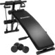 image 1 of Sit-Up Bench Cuttler - 6 positions, padded leg brace, foldable, inc. 2 dumbbells and elastic bands
