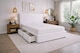 image 2 of Divan Bed Set Headboard and Footboard with Mattress 4ft Small Double White Suede Storage No Drawers