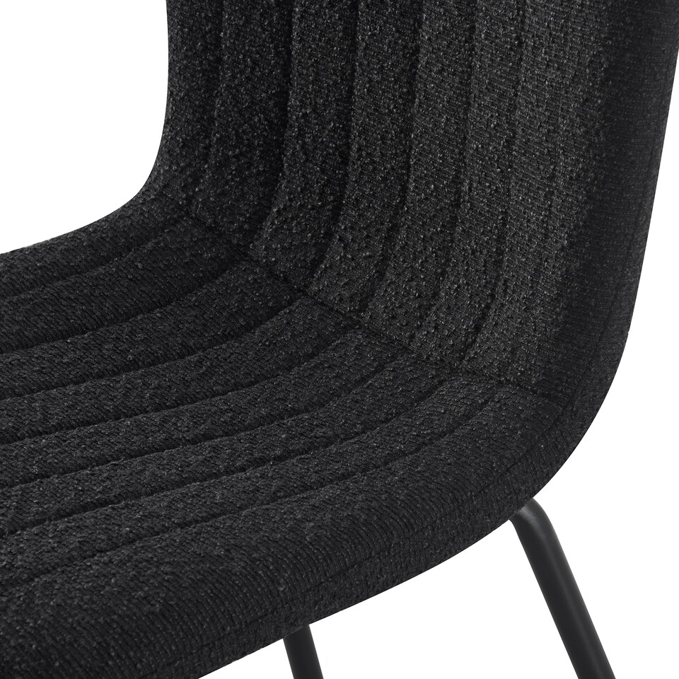 image 1 of Set of 4 Teddy Faux Fur Stitched Design Dining Chairs Black Bella by MCC