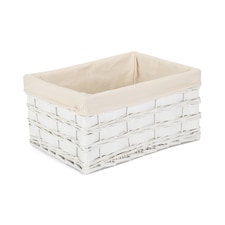 Large White Scandi Storage Basket With White Lining | White | White