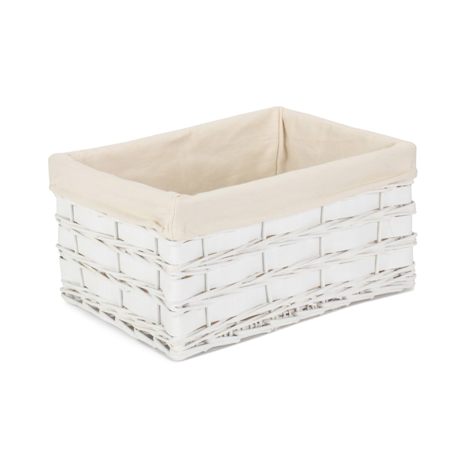 image 1 of Large White Scandi Storage Basket With White Lining | White | White