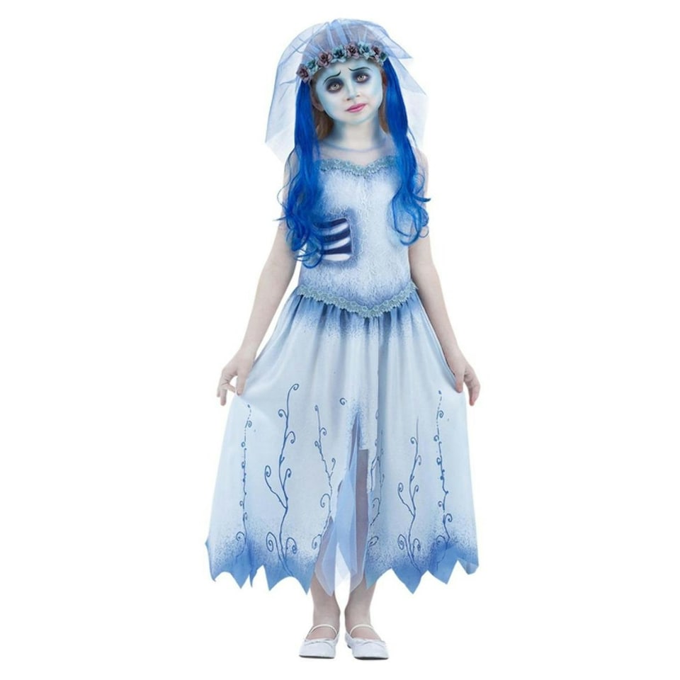 image 1 of Corpse Bride Girls Emily Costume Set - Blue/White - 4-6 Years