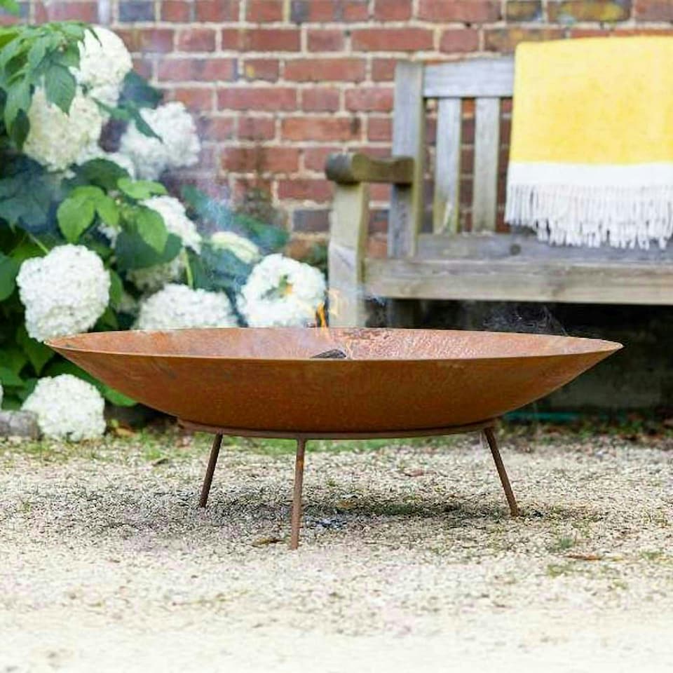 image 1 of Primrose Corten Steel Fire Pit & Water Bowl 100cm