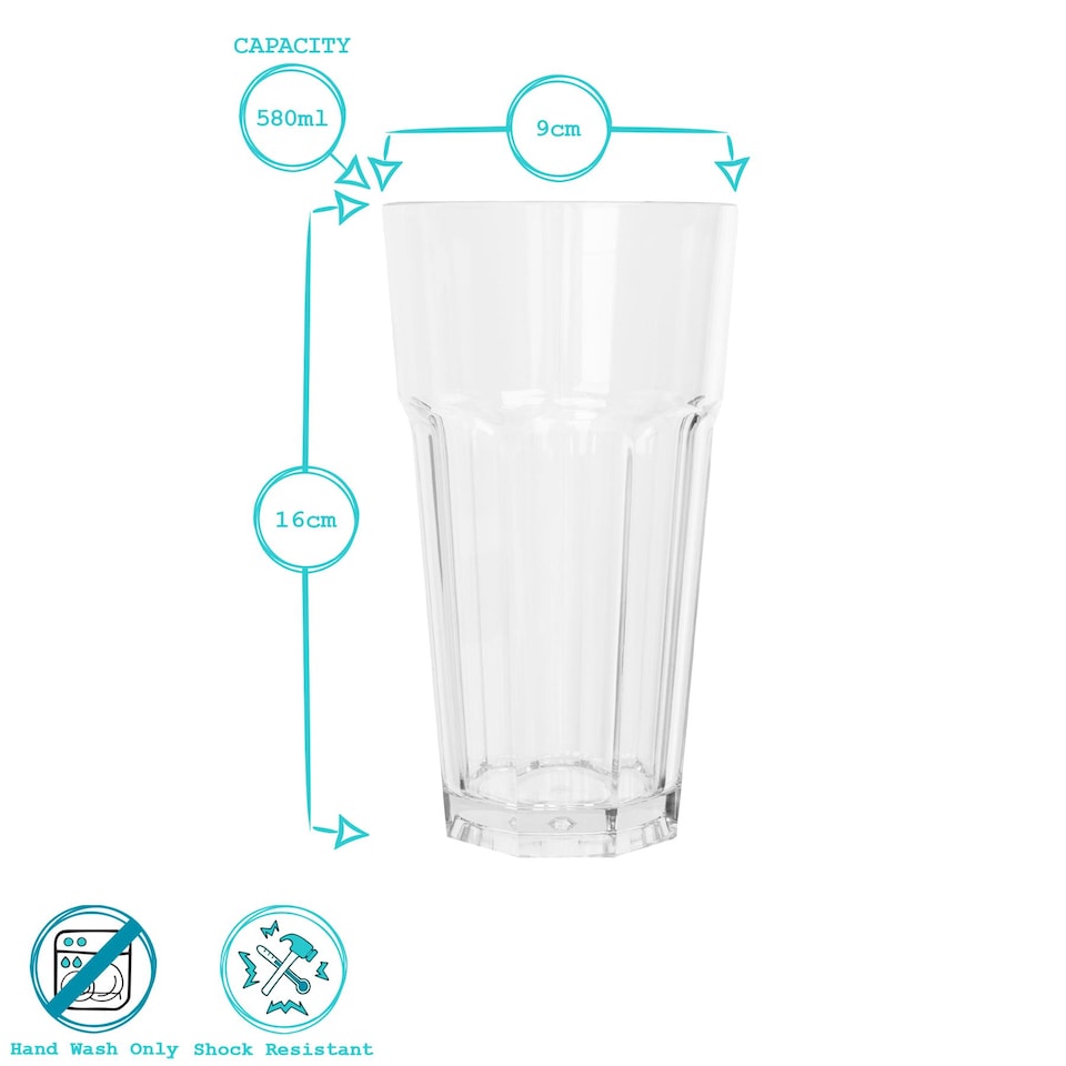 image 1 of Argon Tableware Reusable Plastic Highball Glasses - 580ml - Pack of 6 | Clear | Clear