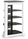 image 4 of Centurion Supports ZINNIA 5-Tier Black Glass Shelves with Gloss White Fascia Entertainment Media Audio Rack | White | Black | 1